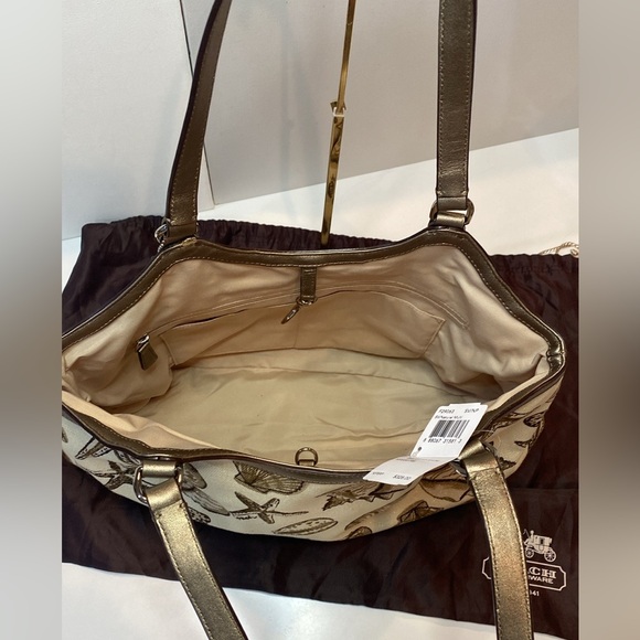 COACH SIGNATURE STRIPE SHELL PRINT large canvas SHOULDER BAG new with tags NWT - Picture 5 of 13